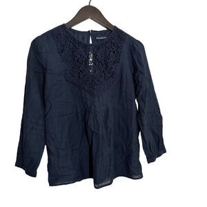 Abercrombie and Fitch navy blue sheer top size small